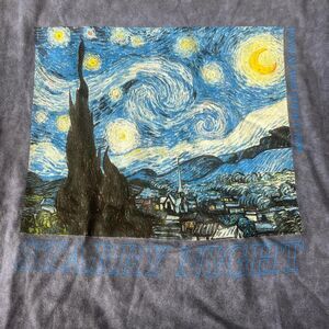 Van Gogh Starry Night Art Graphic TShirt Blue Size Large